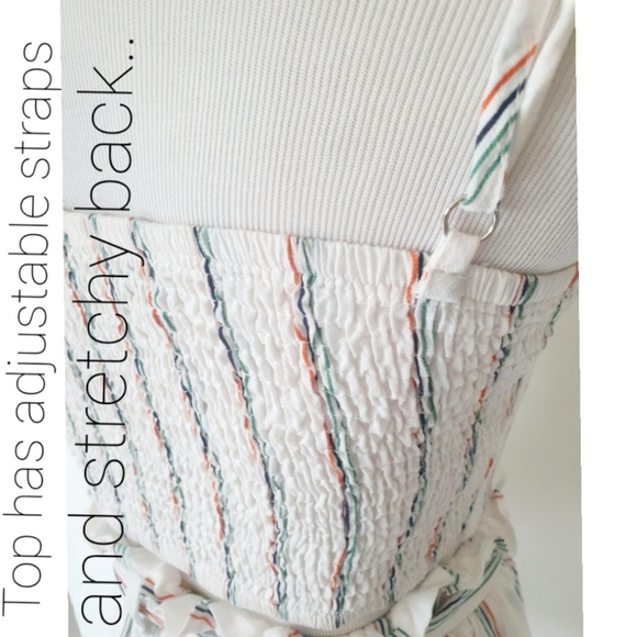 White Multi Stripes Top & Paper Bag Shorts Set - Picture 7 of 15